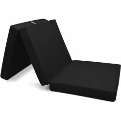 Promo 👍 Beautissu Pouf Pliable Campix - Matelas Pliant De Voyage Noir, 190x60x7 Cm 😀