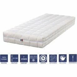 Remise 🌟 LITERIEJULIEN Matelas Mémoire De Forme 120x200 X 23 Cm Trés Ferme - Déhoussable Housse Lavable - 7 Zones De Confort - Noyau Poli Lattex HR Derniére Génération - Trés Respirant 😉