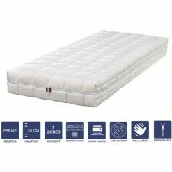 Sortie 🌟 LITERIEJULIEN Matelas Mémoire De Forme + Alése 70x190 X 20 Cm Ferme + Oreiller Visco - Spécial Sommier Electrique - Déhoussable Housse Lavable - 7 Zones De Confort - Noyau Poli Lattex HR Derniére Génération - Trés Respirant ⌛
