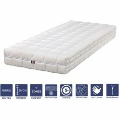 Vente flash 👏 LITERIEJULIEN Matelas Mémoire De Forme + Alése 80x200 X 20 Cm Ferme - Déhoussable Housse Lavable - 7 Zones De Confort - Noyau Poli Lattex HR Derniére Génération - Trés Respirant 🧨