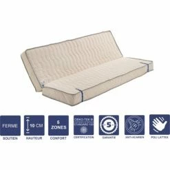 Nouveau ⌛ LITERIEJULIEN Matelas Ferme Pour Tous Clic Clac 130x200 X 10 Cm + Oreiller Visco - Découpe Assise 70 Cm - 5 Zones De Confort - Noyau Poli Lattex HR Derniére Génération - Trés Respirant 🔔