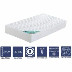 Top 10 🌟 LITERIEJULIEN Matelas 140x190 X 21 Cm - Ferme - Aertech+ 35 Kg/m3 HR Derniére Génération - Trés Respirant ⭐