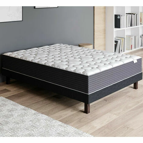 Coupon 💯 Ensemble Matelas Mémoire + Sommier 160x200 Memo HR Hbedding - Mousse Ergo, Mousse HR 35kg Et Mousse Effet Mémoire De Forme - Blanc 🧨 – Image 2