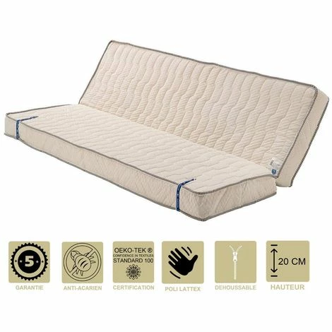 Top 10 😀 LITERIEJULIEN Matelas Très Ferme Pour Clic Clac + Alèse 120x190 X 20 Cm - Dim Assise 60 Cm - 5 Zones De Confort - - Noyau Mousse Poli Lattex Haute Résilience - Hypoallergénique 💯