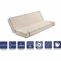 Bon marché 🎉 PROVENCE LITERIE Matelas Souple Pour Tous Clic Clac 140x190 X 10 Cm + Oreiller Visco + Latex Naturel Sur Face Hiver - Dim Assise 70 Cm - 5 Zones De Confort - Face été Et Ame Poli Lattex Haute Résilience - Hypoallergénique 👍
