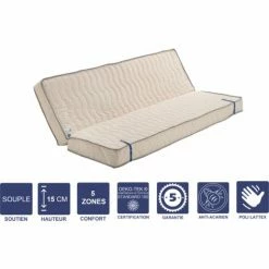 Meilleure vente 🤩 PROVENCE LITERIE Matelas Souple Pour Tous Clic Clac 140x190 X 15 Cm + Oreiller Visco + Latex Naturel Sur Face Hiver - Dim Assise 70 Cm - 5 Zones De Confort - Face été Et Ame Poli Lattex Haute Résilience - Hypoallergénique ⌛