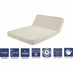Tout neuf 🎉 PROVENCE LITERIE Matelas Ferme Pour Tous BZ 140x190 X 10 Cm + Oreiller Visco Avec Mémoire De Forme Sur Face Hiver - Déhoussable Housse Lavable - Découpe Assise 60 Cm - 5 Zones De Confort - Face été Et Ame Poli Lattex Haute Résilience - Hypoallergénique ⭐