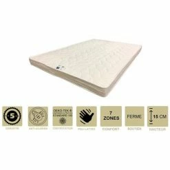 Nouveau 😀 PROVENCE LITERIE Matelas Ferme Avec Latex Naturel Pour Canapé Lit + Alèse 130x200 X 15 Cm - 7 Zones De Confort - Ame Poli Lattex HD Haute Résilience - Hypoallergénique 🧨