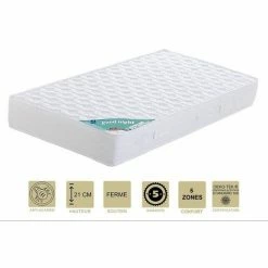 Bon marché ✨ PROVENCE LITERIE Lot De 2 Matelas + Alèses 90x190 X 21 Cm - Ferme - Aertech+ 35 Kg/m3 HR Haute Densité - Hypoallergénique - 5 Zones De Confort ⌛