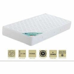 Bon marché 🌟 PROVENCE LITERIE Matelas 120x190 X 21 Cm + Oreiller Visco - Ferme - Aertech+ 35 Kg/m3 HR Haute Densité - Hypoallergénique - 5 Zones De Confort 👍