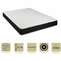 Promo ⭐ PROVENCE LITERIE Matelas Latex 76 Kg/m3 + Mousse 35 Kg/m3 140x200 X 20 Cm Souple + Oreiller Visco + Alèse 7 Zones De Confort - Hypoallergénique 😀