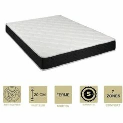 Remise ✨ PROVENCE LITERIE Matelas Latex 76 Kg/m3 + Mousse 35 Kg/m3 90x200 X 20 Cm Ferme + Oreiller Visco 7 Zones De Confort - Hypoallergénique 🔥