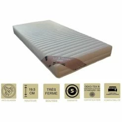 Nouveau 😀 PROVENCE LITERIE Matelas + Alèse 80x200 X 19,5 Cm Très Ferme - Spécial Sommier Electrique - 5 Zones De Confort - Noyau Mousse 35 Kg/m3 HD Haute Résilience - Hypoallergénique 😍