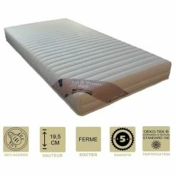 Promo 🥰 PROVENCE LITERIE Matelas 70x190 X 19,5 Cm - Ferme + Oreiller Visco - 5 Zones De Confort - Noyau Mousse 35 Kg/m3 HD Haute Résilience - Hypoallergénique 😍
