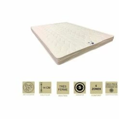 Offres 🎉 PROVENCE LITERIE Matelas Très Ferme Mémoire De Forme 60 Kg/m3 130x190 X 14 Cm - 5 Zones De Confort - Ame Poli Lattex Haute Résilience HD - Hypoallergénique 🛒