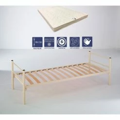 Meilleur prix 👏 KINGOFDREAMS Lit Métal Epoxy + Matelas Face Hiver Latex Naturel 80x190 X 15 Cm - Très Ferme - Ame Poli Lattex Haute Résilience - Hypoallergénique 🥰
