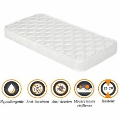 Les meilleures critiques de ❤️ NUITS D'OR Matelas Pour Bébé 70x140 Cm Hauteur 15 Cm Hyppoallergénique - Anti-acariens - Tissu Coton - Mousse Haute Résilience 33 Kg/m3 😉