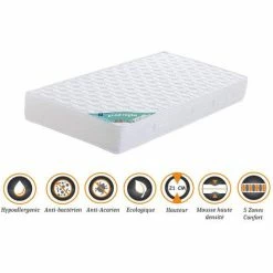 Bon marché 💯 KING OF DREAMS Matelas 90x200 X 21 Cm + Alèse + Oreiller Visco - Ferme - Aertech+ 35 Kg/m3 HR Haute Densité - Hypoallergénique - 5 Zones De Confort 👏