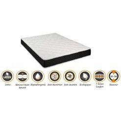 De gros 👍 KING OF DREAMS Matelas Latex 76 Kg/m3 + Mousse 35 Kg/m3 120x200 X 20 Cm Souple + Oreiller Visco + Alèse 7 Zones De Confort - Hypoallergénique 🎁