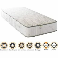 Remise 🎁 NUITS D'OR Matelas Orthopédique 80x190 X 22 Cm + Oreiller Mémoire + Alèse - Ferme - Face Hiver Laine - Ame Poli Lattex Haute Densité - Hypoallergénique 😍