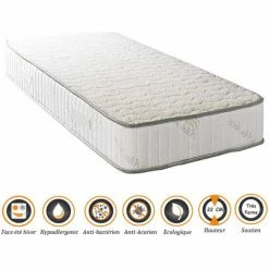 Meilleure affaire 🛒 NUITS D'OR Matelas Orthopédique 80x190 X 22 Cm - Très Ferme - Face Hiver Laine - Ame Poli Lattex Haute Densité - Hypoallergénique ✔️