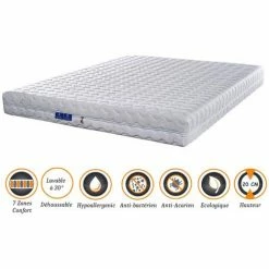 Meilleur prix ✨ NUITS D'OR Matelas + Alèse 80x190 X 20 Cm Souple - Spécial Sommier Electrique - Déhoussable Housse Lavable - 7 Zones De Confort - Ame Poli Lattex 33 Kg/m3 - Hypoallergénique 🛒