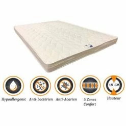 Top 10 🌟 NUITS D'OR Matelas Ferme Pour Canapé Lit + Alèse 80x190 X 15 Cm - 5 Zones De Confort - Ame Poli Lattex Haute Résilience - Hypoallergénique 🤩
