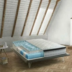 Grosses soldes 👍 Talamo Italia Matelas King, Made In Italy, Matelas Amovible En Mousse Mémoire + Gel Et Ressorts Ensachés, Anti-acarien Et Hypoallergénique, Cm 140x200 H27 🎁