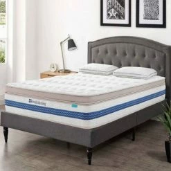Promo 🔥 MOBILIER DECO HYBRID FRESH - Matelas Hybride 160 X 200 X 32 Cm Mémoire De Forme Et Ressorts Ensachés - Blanc 🎁
