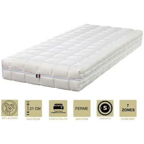 Tout neuf 👍 LITERIEJULIEN Matelas Face été Latex Naturel 80 Kg/m3 Face Hiver Mémoire De Forme 60 Kg/m3 80x190 X 21 Cm Ferme + Oreiller Visco - Spécial Sommier Electrique - Déhoussable Housse Lavable - 7 Zones De Confort ⭐