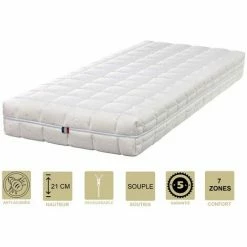Tout neuf 👏 PROVENCE LITERIE Matelas Face Latex 78 Kg/m3 Face Mémoire De Forme 62 Kg/m3 + Alèse 70x190 X 21 Cm Souple - Déhoussable Housse Lavable - 7 Zones De Confort ❤️