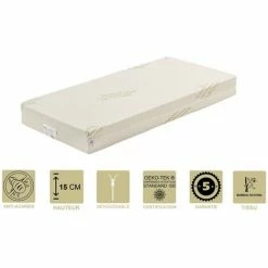 Remise 🛒 PROVENCE LITERIE Matelas Pour Bébé 60x120 Cm Hauteur 15 Cm Déhoussable Housse Lavable à 30° - Tissu Avec Bambou Naturel - Hyppoallergénique - Anti-acariens - Mousse Densité 30 Kg/m3 ⌛