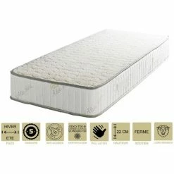 Meilleure affaire ❤️ PROVENCE LITERIE Matelas Orthopédique 70x190 X 22 Cm + Oreiller Mémoire - Ferme - Face Hiver Laine - Ame Poli Lattex Haute Densité - Hypoallergénique 🎁