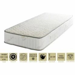 Coupon 👍 PROVENCE LITERIE Matelas Orthopédique 70x190 X 22 Cm + Oreiller Mémoire + Alèse - Très Ferme - Face Hiver Laine - Ame Poli Lattex Haute Densité - 🎁
