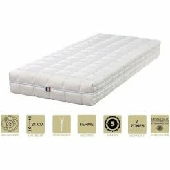 De gros 🌟 PROVENCE LITERIE Matelas Latex 70% Naturel 70x190 X 21 Cm Ferme + Oreiller Visco - Déhoussable Housse Lavable - 7 Zones De Confort - Ame Poli Lattex 33 Kg/m3 - Hypoallergénique 💯