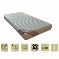 Meilleur prix ⌛ PROVENCE LITERIE Matelas 100x200 X 19,5 Cm Très Ferme - Déhoussable Housse Lavable - 7 Zones De Confort - Ame Poli Lattex 33 Kg/m3 - Hypoallergénique 🥰