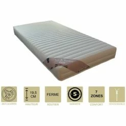 Sortie ⭐ PROVENCE LITERIE Matelas 70x190 X 19,5 Cm Ferme - Déhoussable Housse Lavable - 7 Zones De Confort - Ame Poli Lattex 33 Kg/m3 - Hypoallergénique 😉