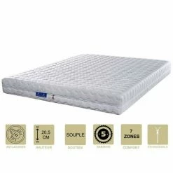 Meilleure vente 💯 PROVENCE LITERIE Matelas 70x190 X 20,5 Cm Souple + Oreiller Visco + Alèse - Déhoussable Housse Lavable - 7 Zones De Confort - Ame Poli Lattex 33 Kg/m3 - Hypoallergénique 👍