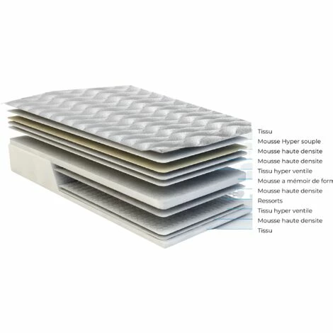 Le moins cher 🧨 NUITS D'OR Matelas Benjamin A Ressorts + 3,5 Cm Memoire De Forme 75 Kg/m3 - 80x200 Hauteur +/- 30,5 Cm - Accueil Moelleux - Soutien Ferme - 7 Zones De Confort - Hypoallergenique 🌟 – Image 2