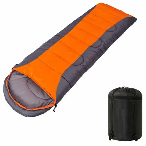De gros ✨ Triomphe Sac De Couchage Enveloppe, Léger Imperméable Confortable Avec Sac De Compression, Avec Fermeture à Glissière, Parfait Pour 3 Saisons, Pour Une Utilisation En Intérieur Ou En Extérieur(Gris Orange,1100g,10~20°C 🥰