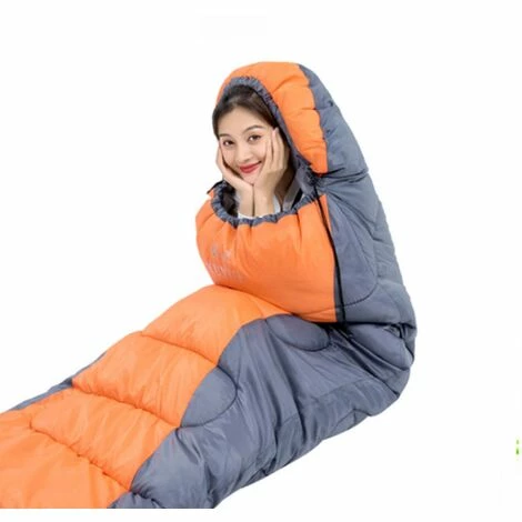 De gros ✨ Triomphe Sac De Couchage Enveloppe, Léger Imperméable Confortable Avec Sac De Compression, Avec Fermeture à Glissière, Parfait Pour 3 Saisons, Pour Une Utilisation En Intérieur Ou En Extérieur(Gris Orange,1100g,10~20°C 🥰 – Image 2