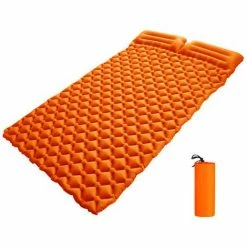 Coupon ❤️ ASUPERMALL Matelas Gonflable Double Avec Oreillers, Matelas Gonflable De Camping, Orange 🎉