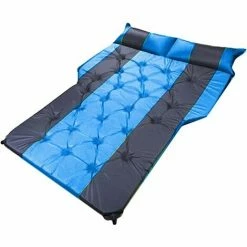 Bon marché 😍 BARES Matelas Pneumatique Automatique De Voiture, Matelas D'extérieur De Camping Portable Avec Sac De Rangement, Coussin De Matelas Gonflable De Camping D'air De Voiture，bleu Gris 😀