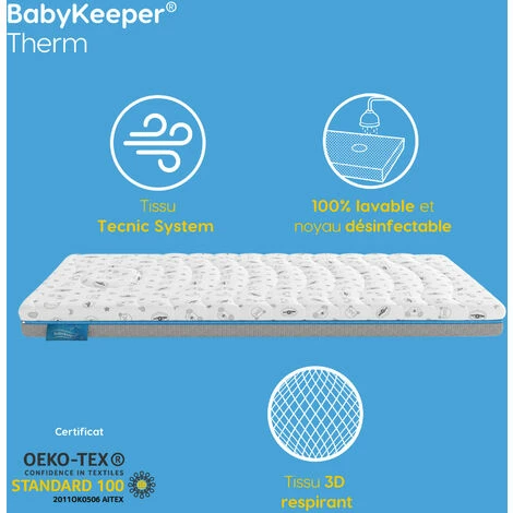 Remise 😍 IMPERIAL RELAX BabyKeeper® | Matelas Bébé Pour Berceau Therm | Prévient La Mort Subite | Technologie D'auto-désinfection | Avertir De La Fièvre | Empêche La Plagiocéphalie 50x80 Cm ✔️ – Image 2