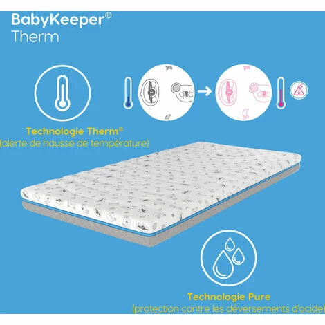 Remise 😍 IMPERIAL RELAX BabyKeeper® | Matelas Bébé Pour Berceau Therm | Prévient La Mort Subite | Technologie D'auto-désinfection | Avertir De La Fièvre | Empêche La Plagiocéphalie 50x80 Cm ✔️ – Image 4