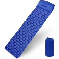 Meilleure affaire 🌟 BEARSU Matelas Camping, Tapis De Couchage Avec Oreiller De Gonflable Matelas Randonnée Pliable Et Imperméable Pour Camping, Voyage, Randonnée 193 * 57 * 6cm (Bleu1) 😉