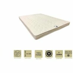 Bon marché 🤩 PROVENCE LITERIE Matelas Très Ferme Mémoire De Forme 60 Kg/m3 Pour Canapé Lit 120x190 X 14 Cm - 5 Zones De Confort - Ame Poli Lattex Haute Résilience HD - Hypoallergénique ⌛