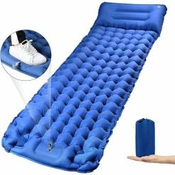 Sortie 🔥 BEARSU Matelas De Camping Avec Pompe à Pied, Matelas Gonflable Automatique épais De 10 Cm / 4 '', Matelas De Randonnée Avec Oreiller, Matelas Gonflable Ultra-léger, Adapté Au Camping, à La Tente Et à La Randonnée ⌛