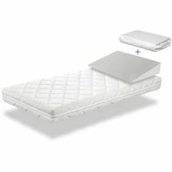 Nouveau 🔥 DORMALIT Pack Matelas Caramel 57x117 Cm H 11cm + Plan Incline 15 + Protege Matelas 57x117 Cm. Dehoussable Et Lavable.Noyau En Mousse Perforee 🛒