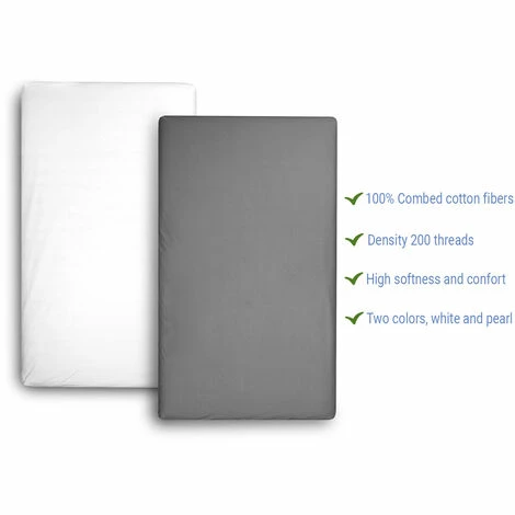 Meilleure affaire ✔️ DORMALIT Drap Housse 100% Coton 70x160, Lot 2 Drap Blanc Et Gris, Matelas Lit Enfant 🧨 – Image 4